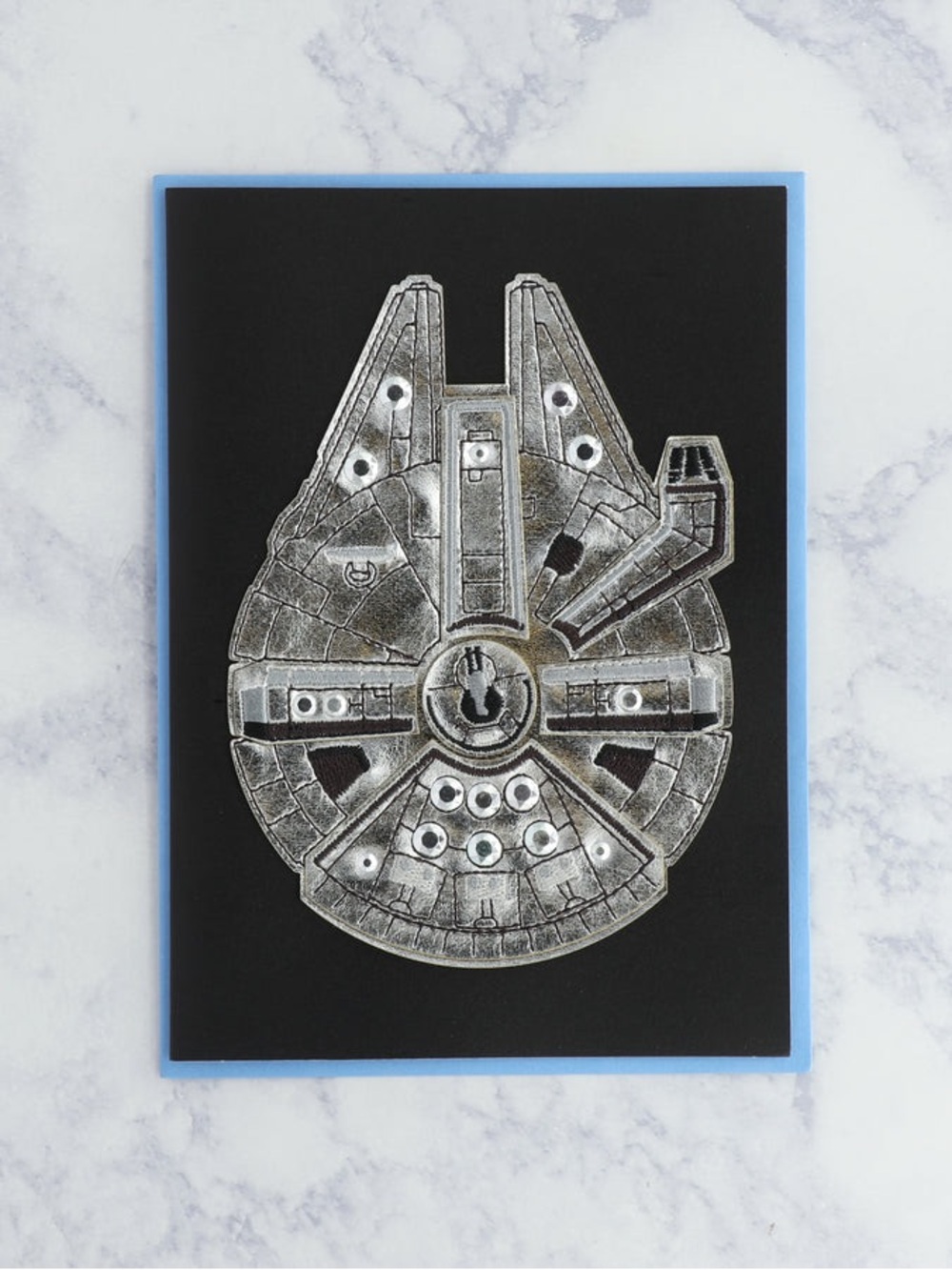 NEW PAPYRUS Leather Millennium Falcon Birthday Card Star Wars